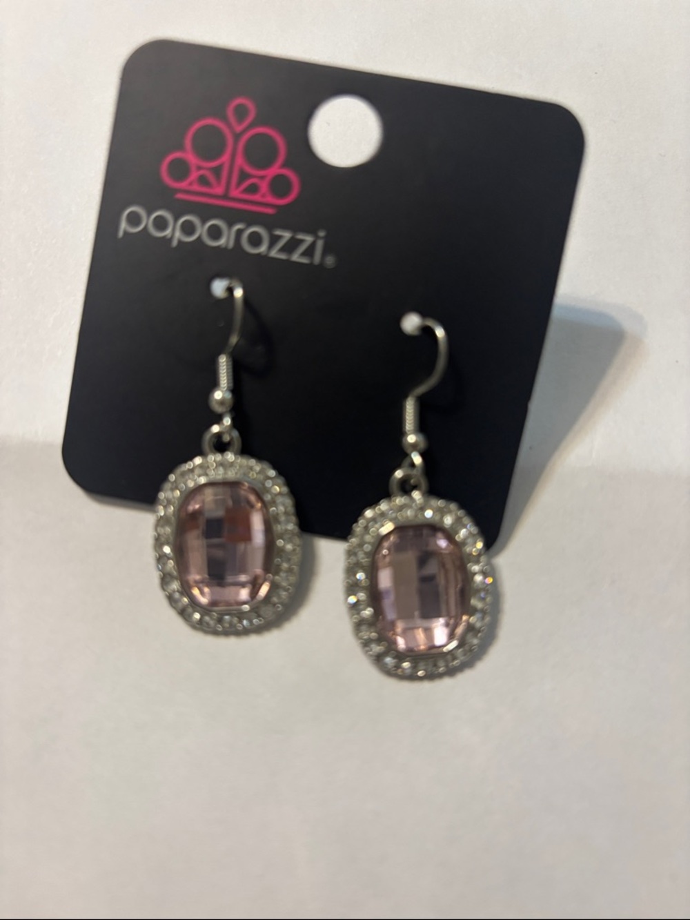 paparazzi Pink Crystal Halo Dangle Earrings
